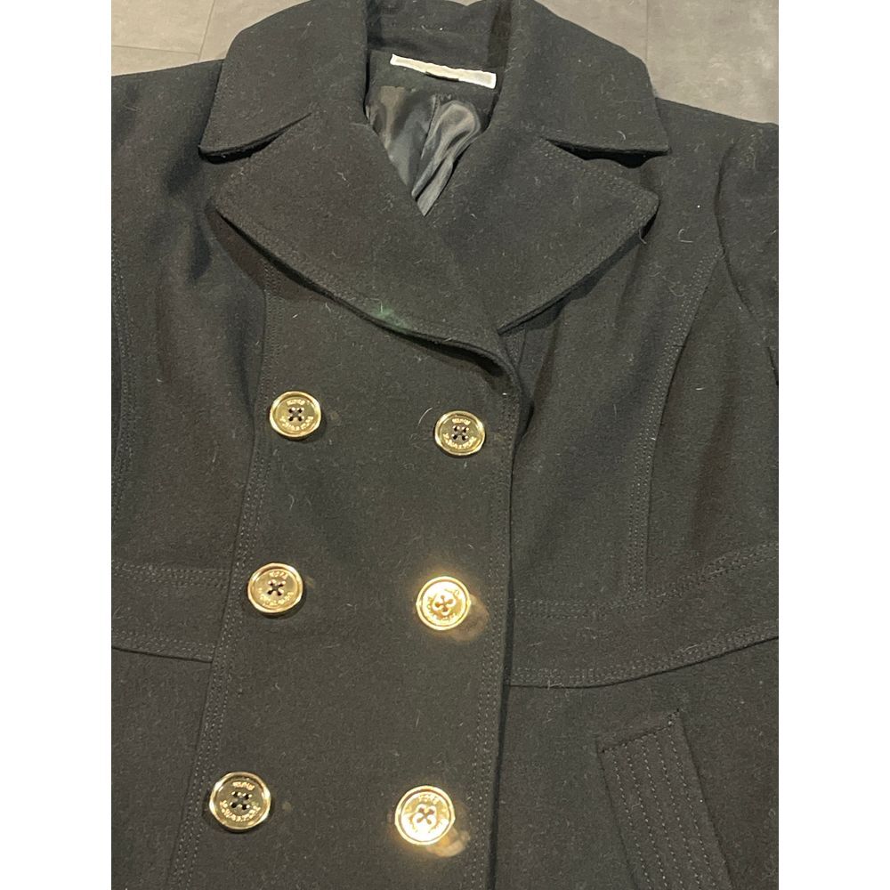 Michael Kors Black Double-Breasted Peacoat with‎ Gold Buttons size 14 B-221 - Picture 2 of 5